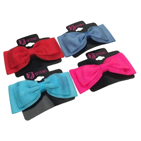 Vintage Ej Gitano Hair Bows Clips Ribbons NOS Deadstock 1980s 1990s - Picture 1 of 6